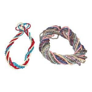 Twist a Bead 80s rage throwback. 15 strands no clasp. 9 stone, 6 plastic J42